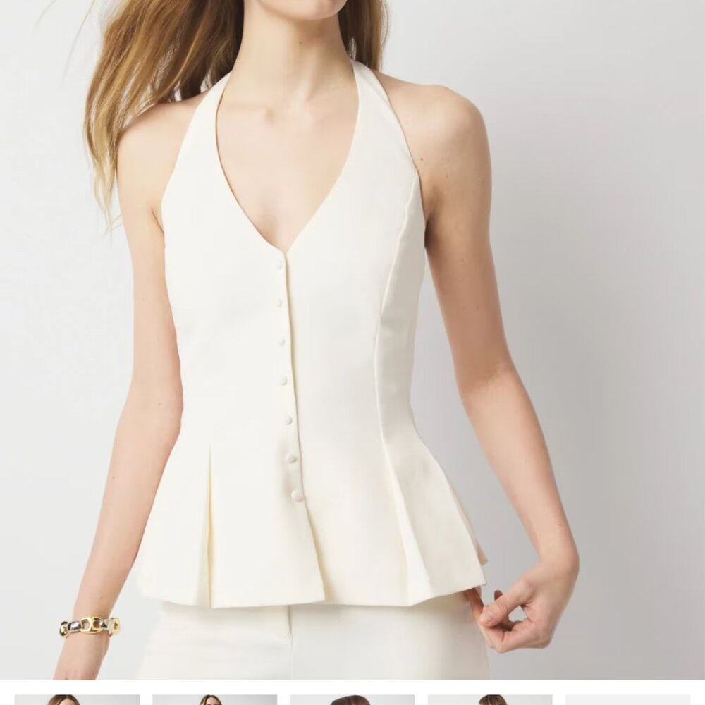 nwt white house black market halter neck bustier peplum vest 0